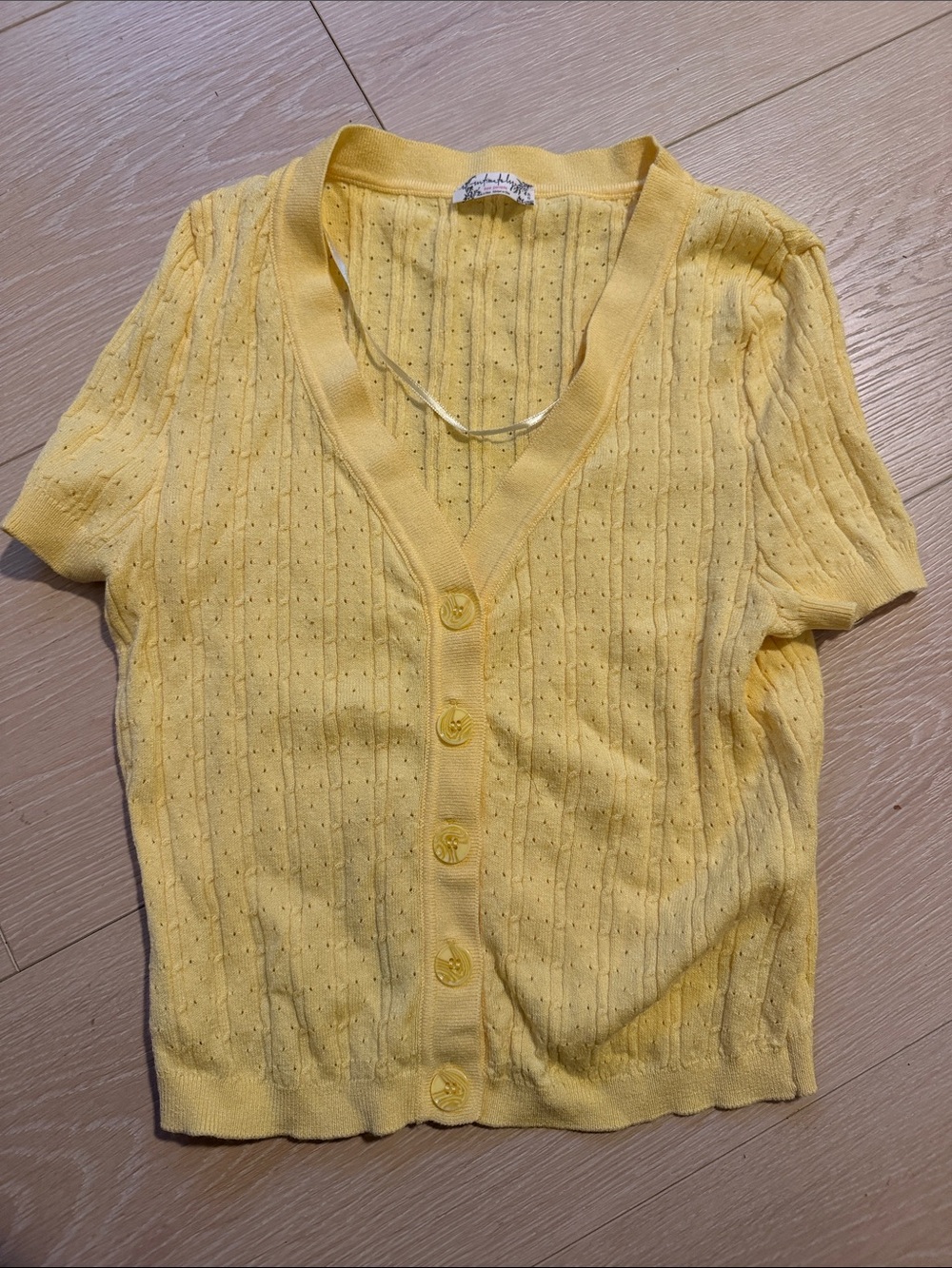 Free People Intimately Yellow Short-Sleeve Knit Cardigan Sweater top